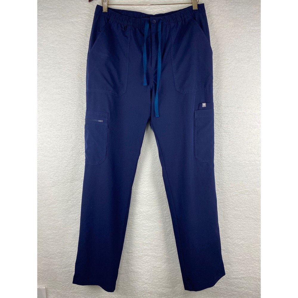 FIGS Technical Collection Mens Navy Blue Scrub Pants Medium Cargo Zip Fly